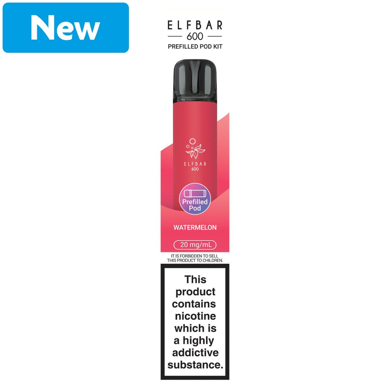 Elfbar 600 Rechargeable Prefilled Pod Kit Watermelon