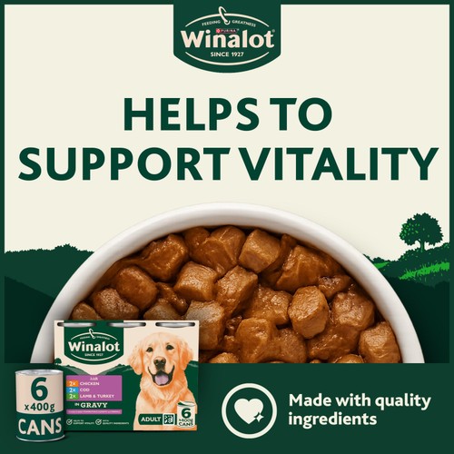 Winalot Cod In Gravy Wet Dog Food  6 x 400g