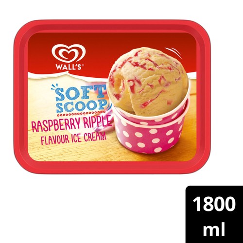 Walls Raspberry Ripple Soft Scoop Ice Cream Tub 1.8L