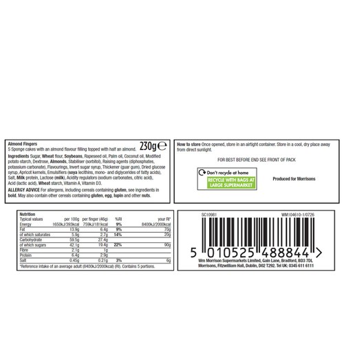 Morrisons Almond Fingers 230g