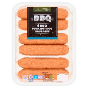 Morrisons 6 BBQ Pork Hot Dog Sausages 540g