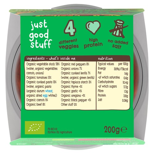 Ellas Kitchen Organic Pasta Bolognese Toddler Tray Meal 12+ Months