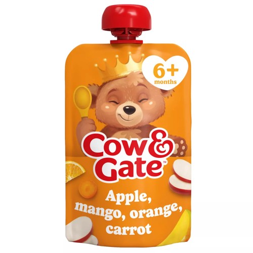 Cow & Gate Fruit Pouch Apple,Mango,Orange & Carrot Baby Food 6+Months