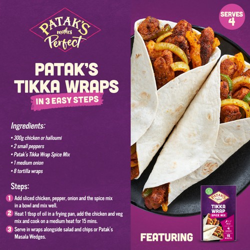 Patak's Tikka Wrap Indian Seasoning Mild Spice Mix 25g