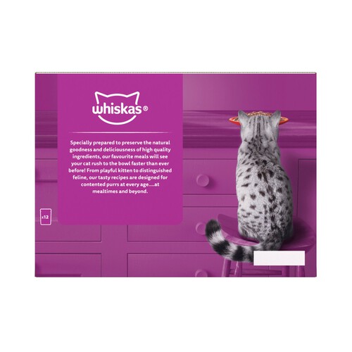 Whiskas 1+ Meaty Meals Adult Wet Cat Food Pouches in Jelly