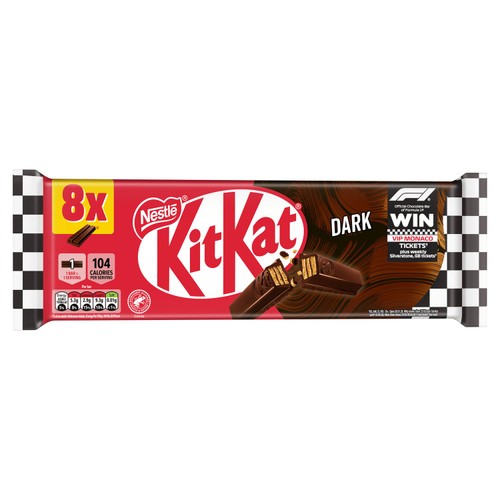 KitKat 2 Finger Dark Chocolate Biscuit Bar 8 Pack Multipack