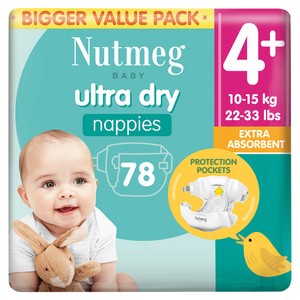 Nutmeg Ultra Dry Nappies Size 4+ x 78 Pack