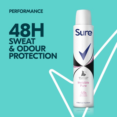 Sure Women Antiperspirant Deodorant Invisible Pure Aerosol 200ml