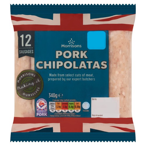 Morrisons 12 Butchers Style Pork Chipolatas 