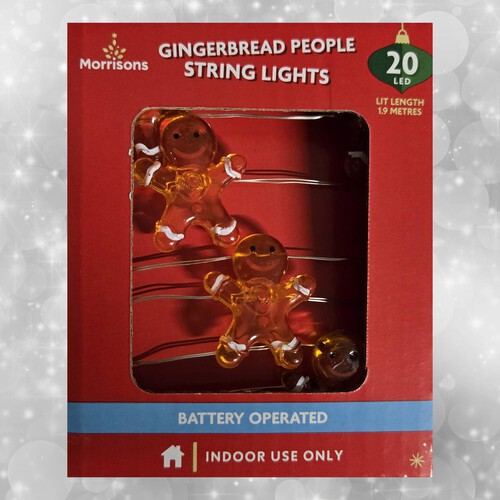 Morrisons 20 LED Gingerbread People Battery Operated String Lights