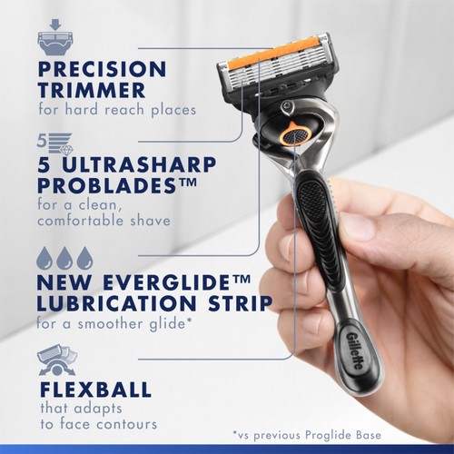 Gillette Fusion5 ProGlide Starter Pack Handle + 4 Razor Blades For Men