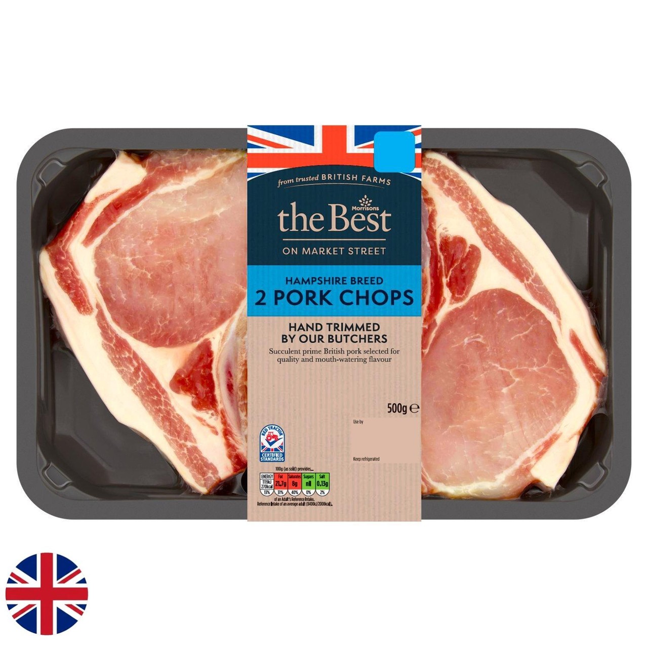 Morrisons British The Best Hampshire Breed 2 Pork Chops 500g