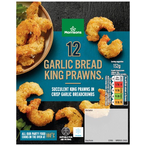 Morrisons 12 Garlic Bread King Prawns 132g