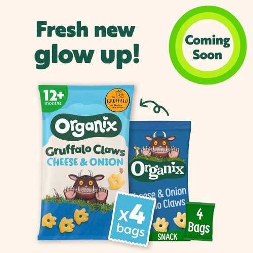 Organix Cheese & Onion Gruffalo Claws Toddler Snacks 4x15g 12 months+