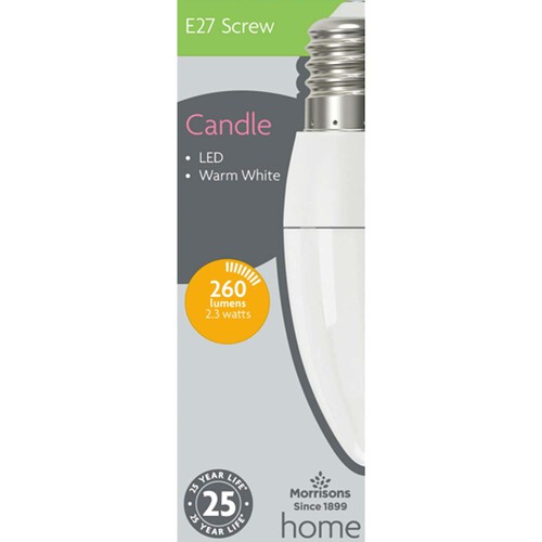 Morrisons LED Candle 26W 260 Lumens 2.3W ES