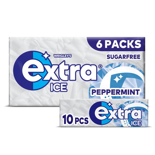 Extra Ice Peppermint Sugarfree Chewing Gum Multipack 6x10 Pieces