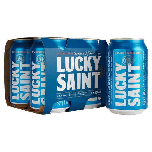Lucky Saint Unfiltered Alcohol Free Lager Can