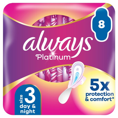 Always Platinum Night (Size 3) Sanitary Towels Wings 8 pads