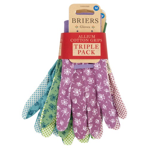 Briers Medium Allium Cotton Grips Ladies Gloves Pack Morrisons