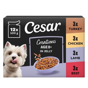 Cesar Cesar 8 Plus Creations Jelly Senior Wet Dog pet food packaging