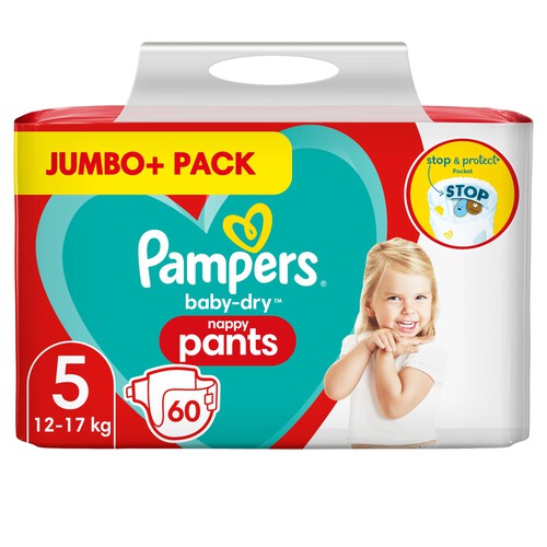 Pampers Baby-Dry Nappy Pants Size 5 Pants Jumbo + Pack