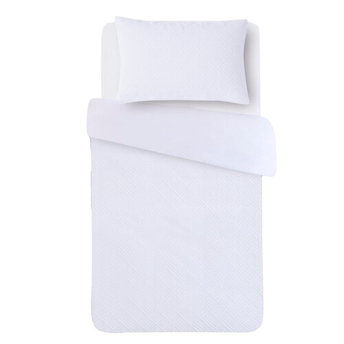 Nutmeg Home White Geo Embossed Duvet Set Single