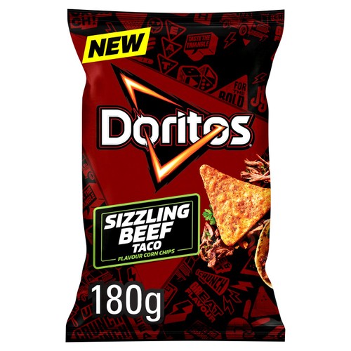 Doritos Sizzling Beef Taco Tortilla Chips Sharing Crisps 180g