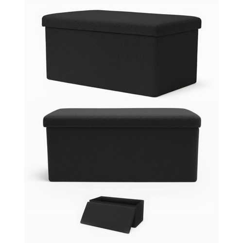 Keplin Folding Teddy Storage Ottoman Black