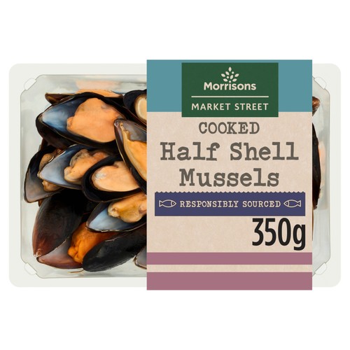 Morrisons cooked half shell mussels