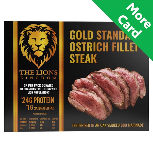 The Lions Kingdom 100 Day Age 2 Ostrich Fillet Steaks In Marinade