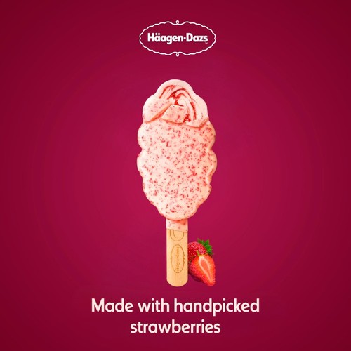Haagen-Dazs Creamy Strawberry Ice Cream Sticks   3 x 80ml