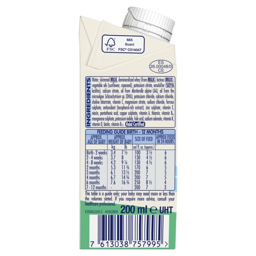 LITTLE STEPS First Infant Baby Milk From Birth RTU  Milk Carton 200ml