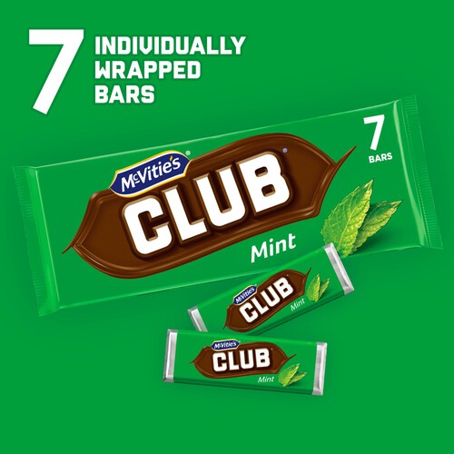 McVitie's Club Mint Chocolate Biscuit Bar 7 Pack Multipack 