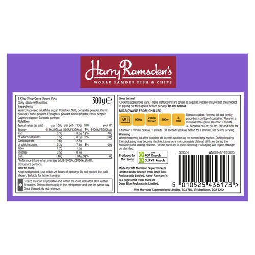 Harry Ramsden's 2 Chip Shop Curry Sauce Pots 300g