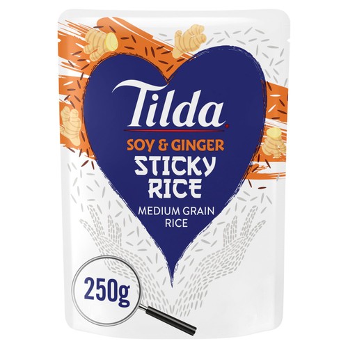 Tilda Microwave Soy & Ginger Sticky Medium Grain Rice   250g