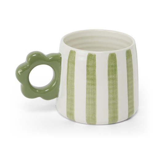 Nutmeg Home Green Floral Handled Mug