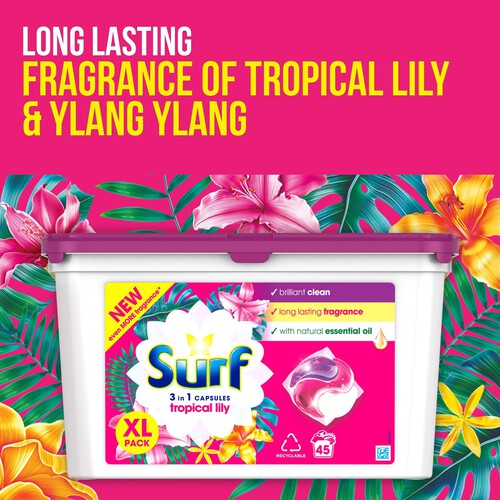 Surf 3-In-1 Tropical Lily Washing Capsules