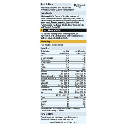 Morrisons Fruit & Fibre 750g