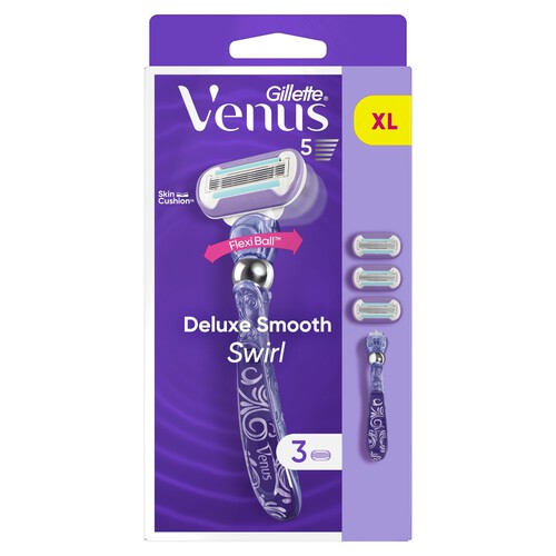 Venus Swirl Flaxball Razor for Women and 3 Refill Razor Blades