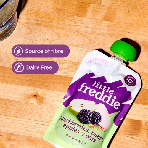 Little Freddie Blackberries, Pear, Apple & Oat Pouch 6 Months+ 100G