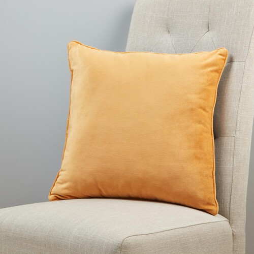 Morrisons Velvet Cushion Ochre & Grey 40Cm X 40Cm