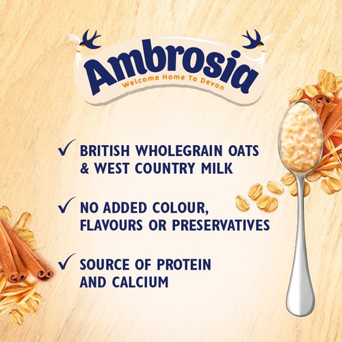 Ambrosia Ready to Eat Porridge Oat Cereal Pot Cinnamon 210g