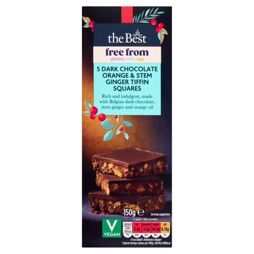 Morrisons The Best Free From 5 Dark Chocolate, Orange & Stem Ginger Squares