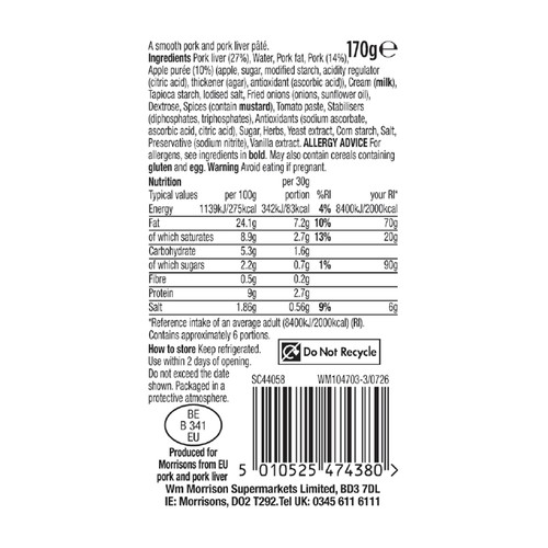 Morrisons Smooth Brussels Pate 170g