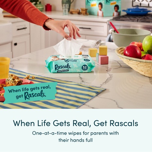 Rascals 52 Sensitive Biodegradable Wipes 
