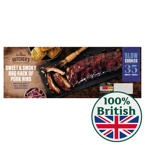 Morrisons Slow Cooked Sweet & Smokey BBQ Rack Of Pork Ribs 