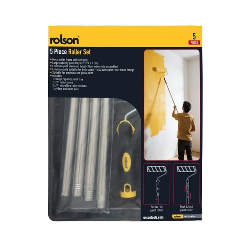 4Pc Roller Brush Kit With Tray With Expandable Pol