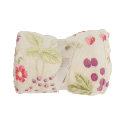 Nutmeg Home Woodland Fruit Printed Fleece Throw 120 X 150cm
