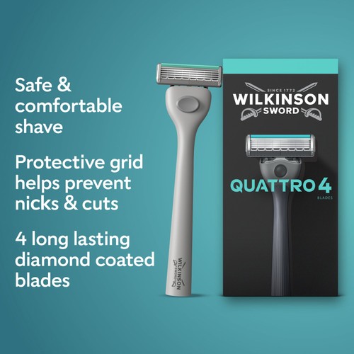 Wilkinson Sword Quattro Titanium Sensitive Men's Razor with 9 Blades