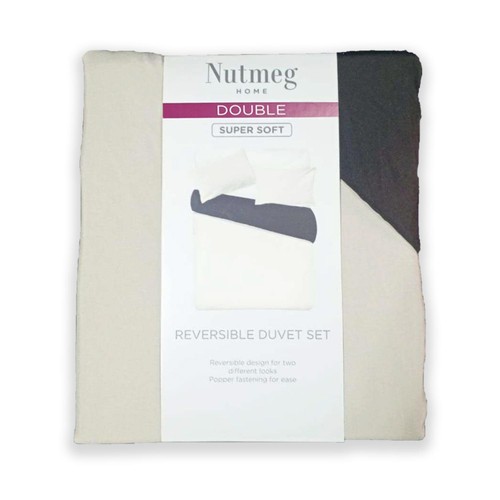 Nutmeg Home Soft Touch Black Reversible Duvet Set Double